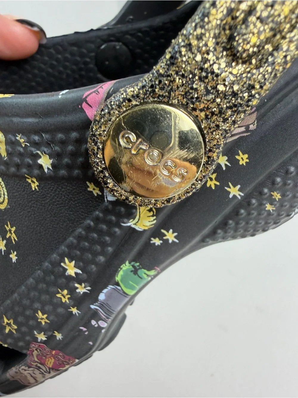 Crocs Vera Bradley X Harry Potter Clog Size C13 Kids Black Gold Glitter Strap